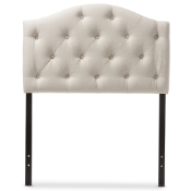 Baxton Studio Myra Modern and Contemporary Light Beige Fabric Upholstered Button-Tufted Scalloped Twin Size Headboard